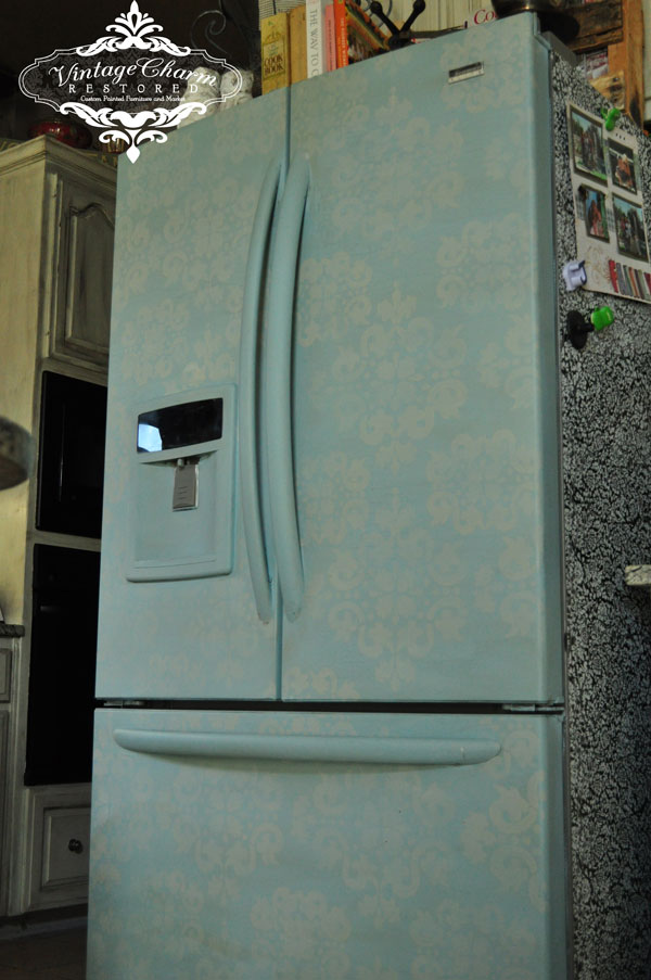 Painted refrigerator by Vintage Charm Restored