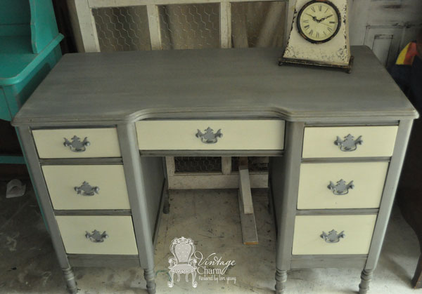 Painted Desk Makeover Vintage Charm Red Painted 7 Drawer Antique De