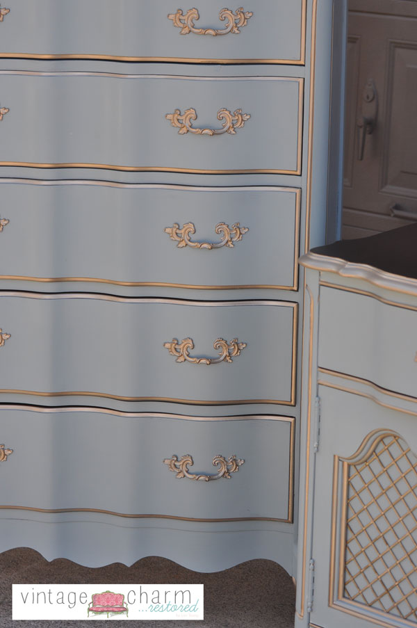 Benjamin Moore Nimbus Gray Bedroom Furniture Makeover by Vintage Charm Restored