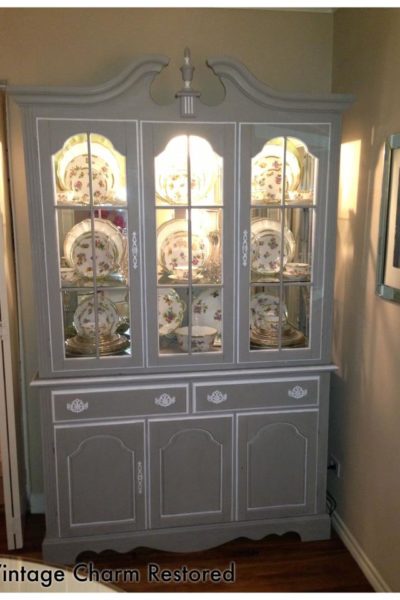 Wisteria Inspired Painted China Hutch by Vintage Charm Restored