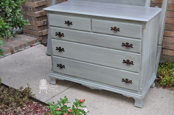 Distressed Gray Antique Painted Bedroom Suite