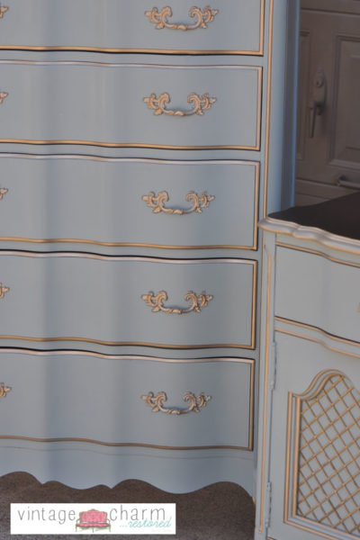 Benjamin Moore Nimbus Gray Bedroom Furniture Makeover by Vintage Charm Restored