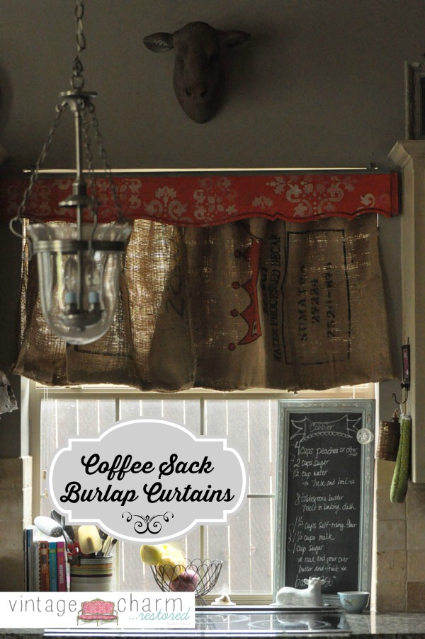 Burlap Coffee Sack Curtains Footboard Valance