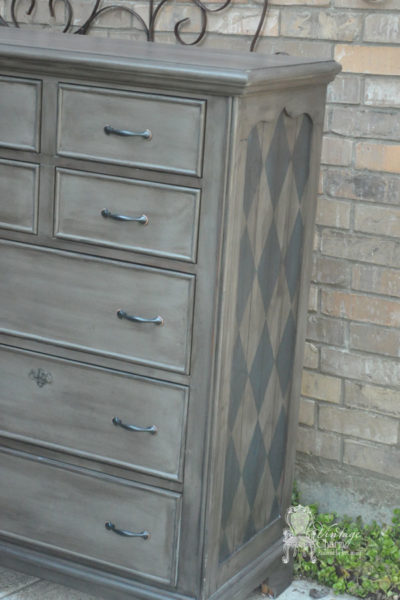 Painted Boys Dresser with Harlequin Stencil- VintageCharmRestored
