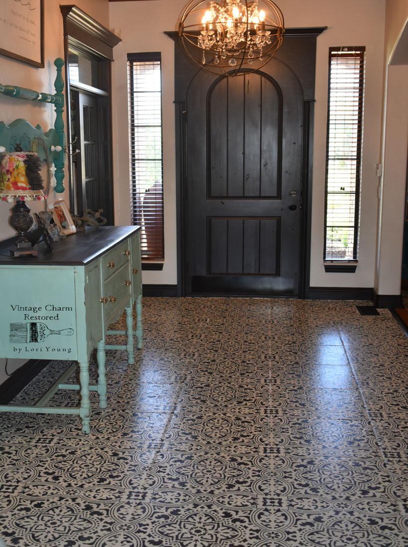 Diy Stenciled Floors Cement Style Tiles Vintage Charm Restored